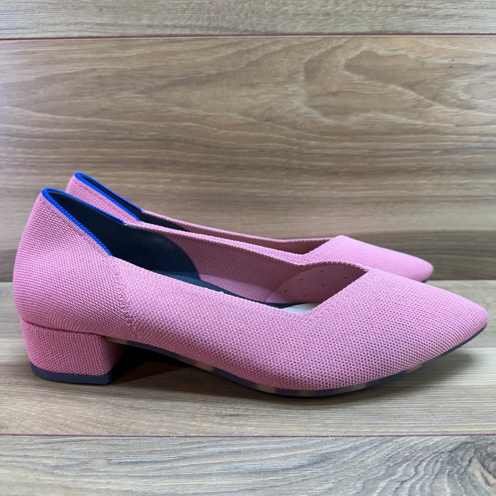 Rothy's The Point Pumps Pink Womens 10.5 Chunky Low Heel Office Modern Casual